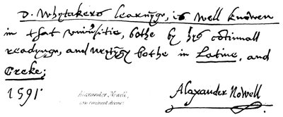 Alexander Nowell, (významný božský) od English School