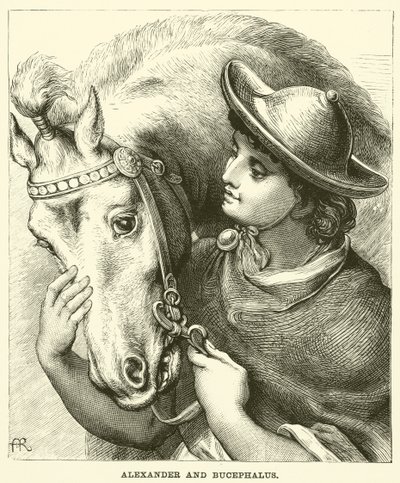 Alexandr a Bucephalus (rytina) od English School