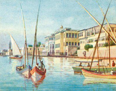 Alexandrie, Ras-et-Tin (barevná litografie) od English School