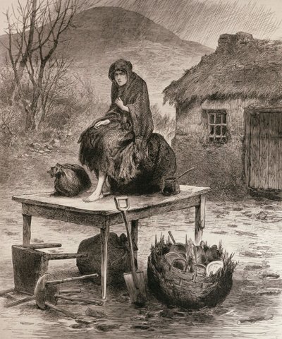 All That is Left: Scene at a Mayo Eviction, z náčrtu Clauda Byrna, z „The Illustrated London News“, 17. dubna 1886 od English School