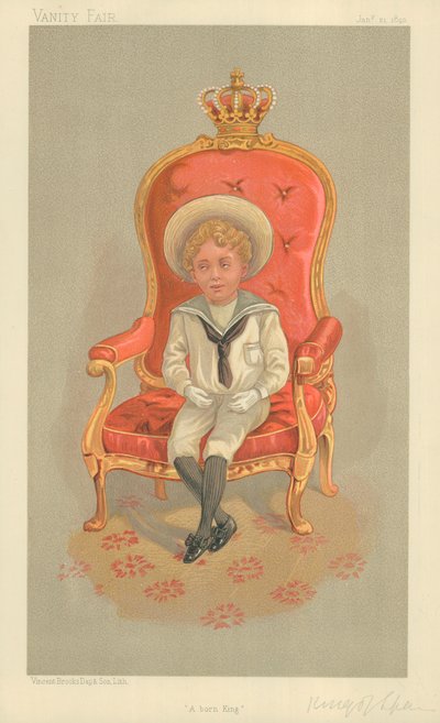 Alphonso VIII., král Španělska, Narozený král, 21. ledna 1893, karikatura Vanity Fair od English School