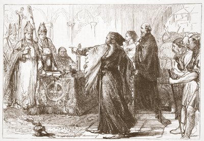Střídání mezi Janem z Gauntu a londýnským biskupem, ilustrace z Historie protestantismu od Jamese Aitkena Wylie (1808-1890), hospoda. 1878 od English School