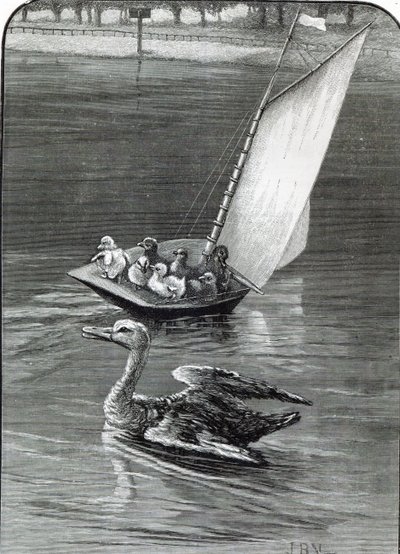Úzkostlivá matka, incident viděný a načrtnutý v Round Pond, Kensington, z „Hodiny volného času“, 1888 od English School