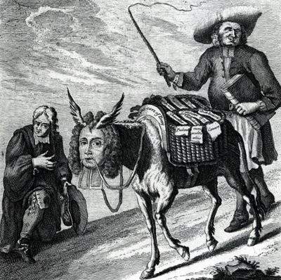 Osel nabitý církevními preferencemi, 1737 od English School