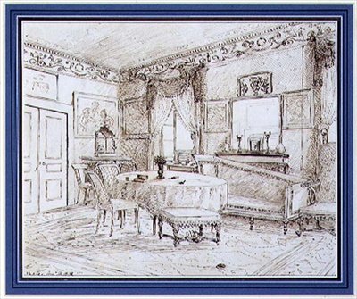 Interiér salonu English Regency, Londýn od English School