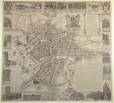 "Přesné vymezení slavného města Bristol a předměstí", James Millerd, pub. 1673 od English School