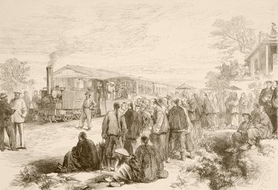 Raná čínská železnice kolem roku 1880 (litho) od English School