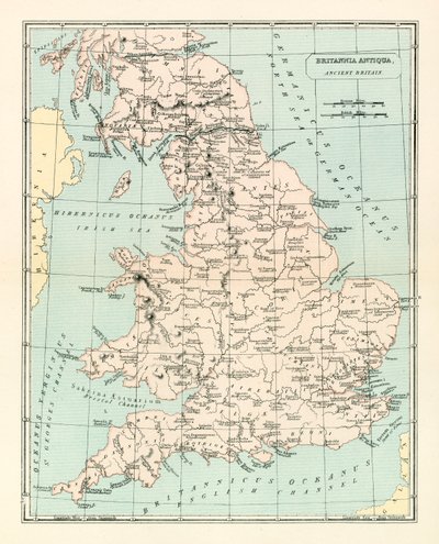 Starověká Británie (barevná litografie) od English School