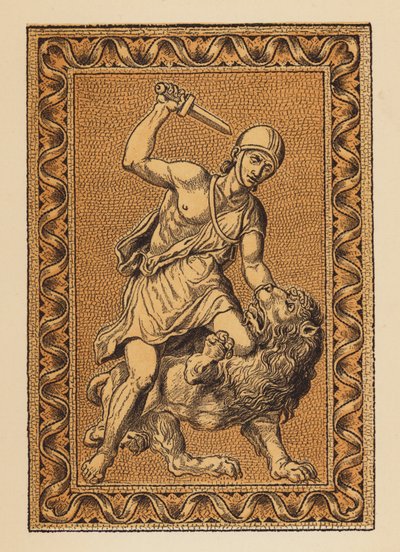 Starověký Řím: Fannius a lev (barevná litografie) od English School