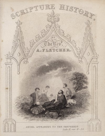 Anděl se zjevuje pastýřům, Lukáš II, ver 8-14 (rytina) od English School