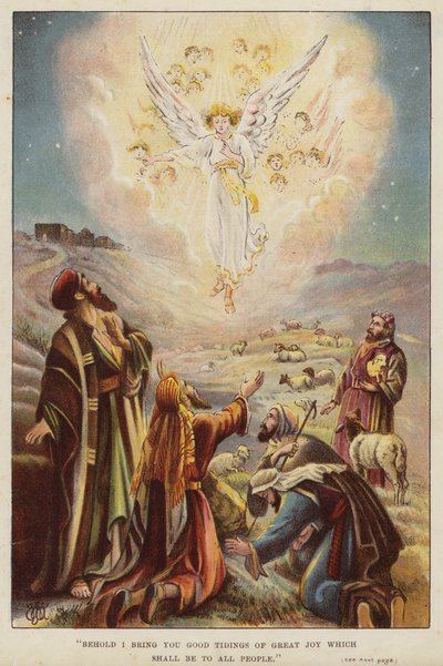 Anděl vypráví pastýřům o narození Ježíše Krista (chromolitho) od English School