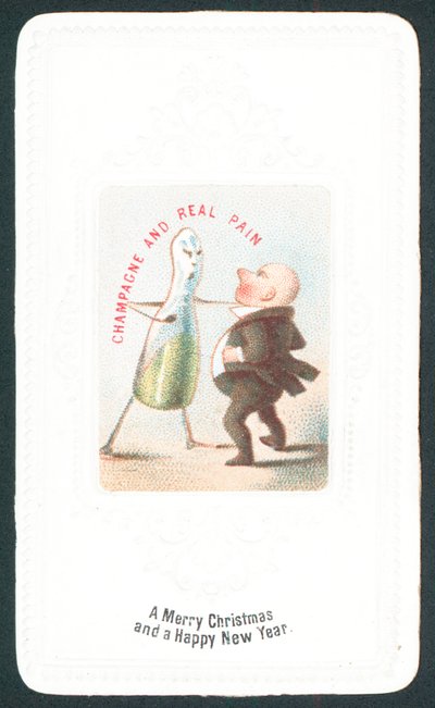 Angry Champagne Bottle Bottle Man, Christmas Card od English School
