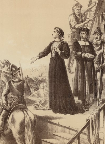 Ann Line, „prohlásila kolem stojícím hlasitým hlasem“ (litho) od English School