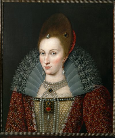 Anna Dánská, anglická královna, manželka Jakuba I. Anglického ... (malba na plátně) od English School