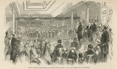Výroční zasedání Britské a zahraniční školní společnosti (rytina) od English School