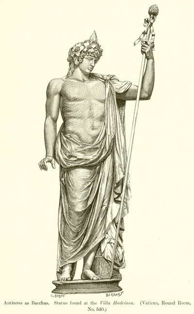 Antinous jako Bacchus. Socha nalezená ve vile Hadriana. (Vatikán, kulatá místnost, č. 540) od English School