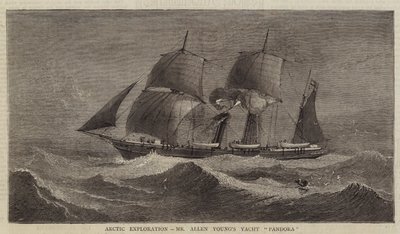 Arctic Exploration, jachta pana Allena Younga "Pandora" (rytina) od English School