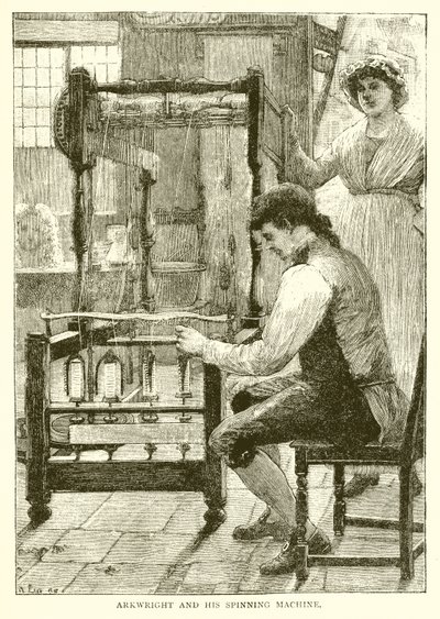 Arkwright a jeho Spinning Machine od English School