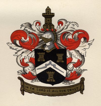 Arms of the Free Masons of the Gateshead Chapter, 1671, z The History of Freemasonry, svazek II, publikoval Thomas C. Jack, Londýn, 1883 od English School