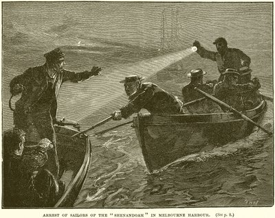 Zatčení Sailors of the Shenandoah v Melbourne Harbor od English School