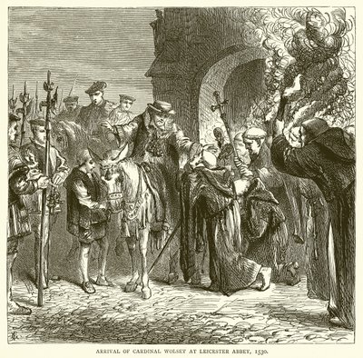 Příjezd kardinála Wolseyho do Leicesterského opatství, 1530 od English School