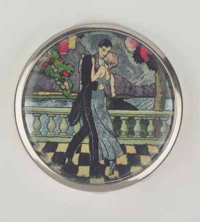 Art Deco Dancers Powder Compact, vyrobený Stratnoid, 1920-30 (smalt) od English School
