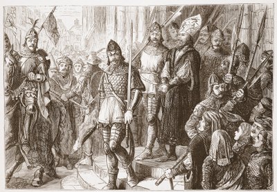 Když ho vyváděli z kostela... začal zpívat Credo in Unum Deum, ilustrace z Dějin protestantismu od Jamese Aitkena Wylie (1808-1890), hospoda. 1878 od English School