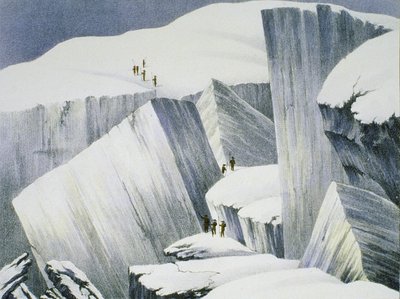 Ascending a Cliff, from A Narrative of a Ascent to the Summit of Mont Blanc od Charles Fellows (1799-1860), vydáno 1827 od English School