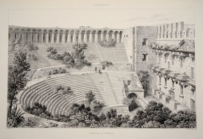 Aspendu - Interiér divadla, z knihy The Principal Ruins of Asia Minor, vyd. 1863 (litografie) od English School