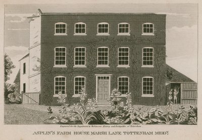 Asplins Farm House, Marsh Lane, Tottenham, Londýn od English School