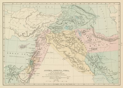 Asýrie, Arménie, Sýrie a přilehlé země (barevná litografie) od English School