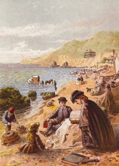 Na pláži (barevná litografie) od English School