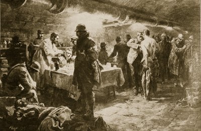 Práce ve sklepním pomocném stanovišti pod verdunskou pevností, 1914-19 od English School