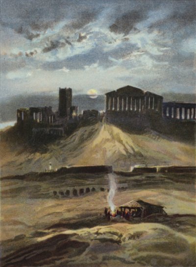 Atény za měsíčního svitu (barva litho) od English School