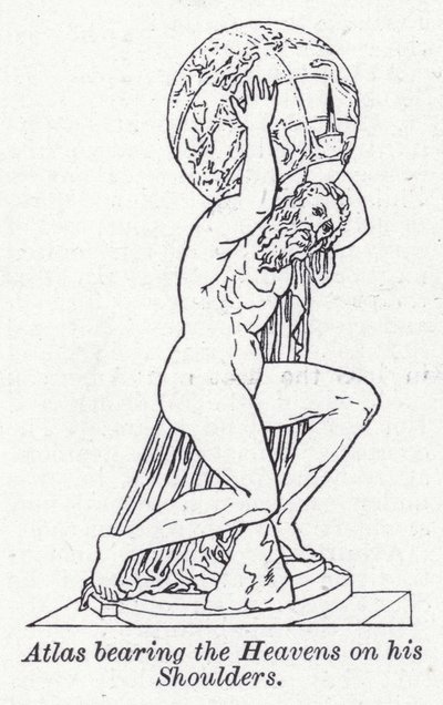 Atlas nesoucí nebesa na svých ramenou (litho) od English School