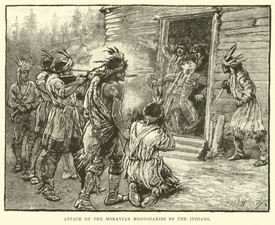 Útok indiánů na moravské misionáře od English School