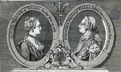 Augusta, princezna z Walesu (1719-72) a Frederick Louis, princ z Walesu (1707-51), památník z Gentleman