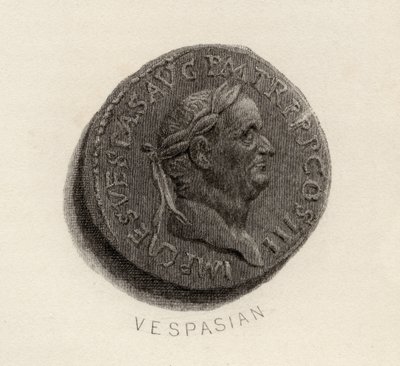Mince Aureus, z doby Vespasianus, Titus Flavius Vespasianus od English School