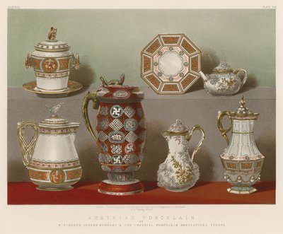 Rakouský porcelán od M Fischera, Herend, Maďarsko a The Imperial Porcelain Manufactory, Vídeň od English School