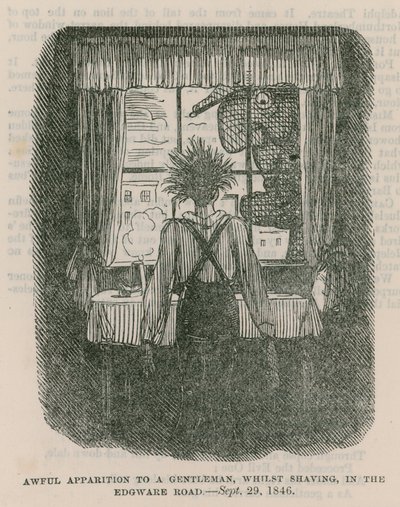 Příšerné zjevení gentlemanovi při holení na Edgware Road, Londýn – 30. září 1846 od English School