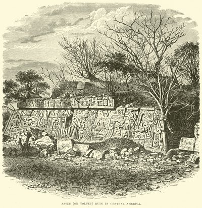 Aztécká (nebo Toltécká) zřícenina ve Střední Americe od English School