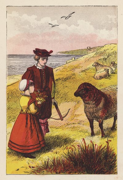 Baa, Baa, černá ovce (barevná litografie) od English School