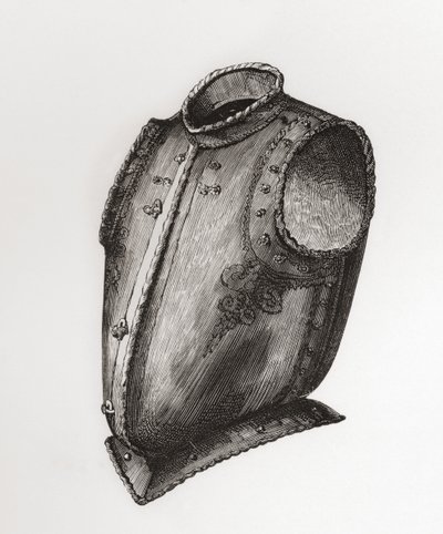 Zadní část a náprsník, vpředu rozepínací, známý jako vesta Breastplate, kolem roku 1580, z knihy The British Army: Its Origins, Progress and Equipment, vydané v roce 1868. od English School