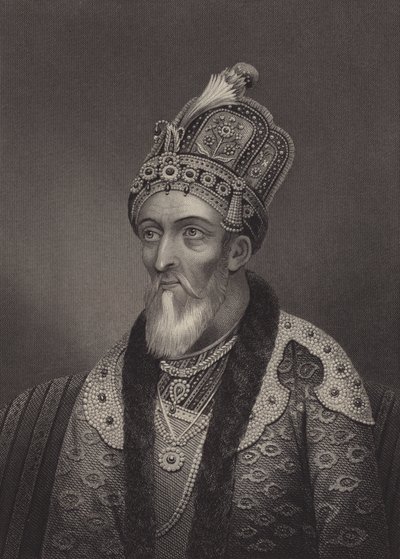 Bahadur Šáh II, poslední mughalský císař (rytina) od English School