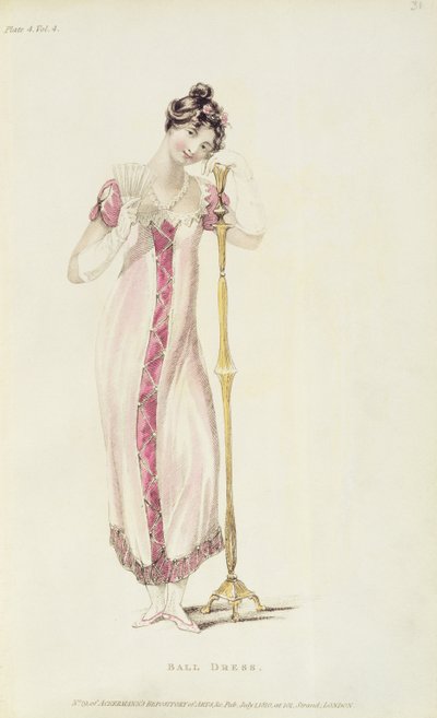 Plesové šaty, módní deska z Ackermanns Repository of Arts od English School