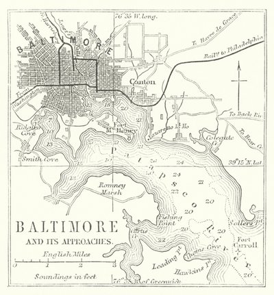 Baltimore a jeho okolí (rytina) od English School