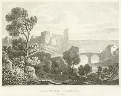 Barnard Castle, Durham (rytina) od English School