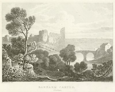 Barnard Castle, Durham (rytina) od English School