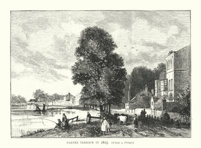 Barnes Terrace v roce 1823 (rytina) od English School