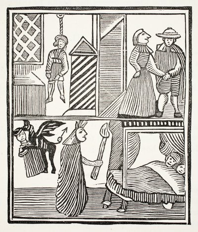 Batemans Tragedy, ilustrace z Chap-books of the Eighteenth Century od Johna Ashtona, pub. 1882 od English School